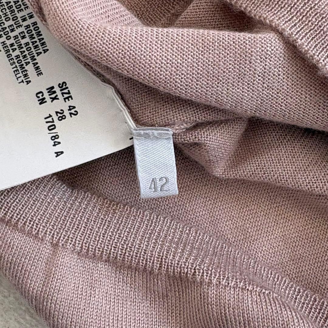 MIU MIU カシミヤシルク Vネック カーディガン ピンクベージュ 42