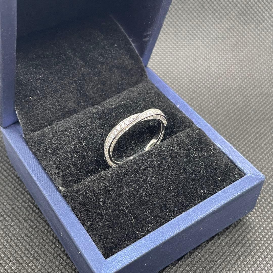 【18号】モアサナイト ツイスト フルエタニティ リング　シルバー