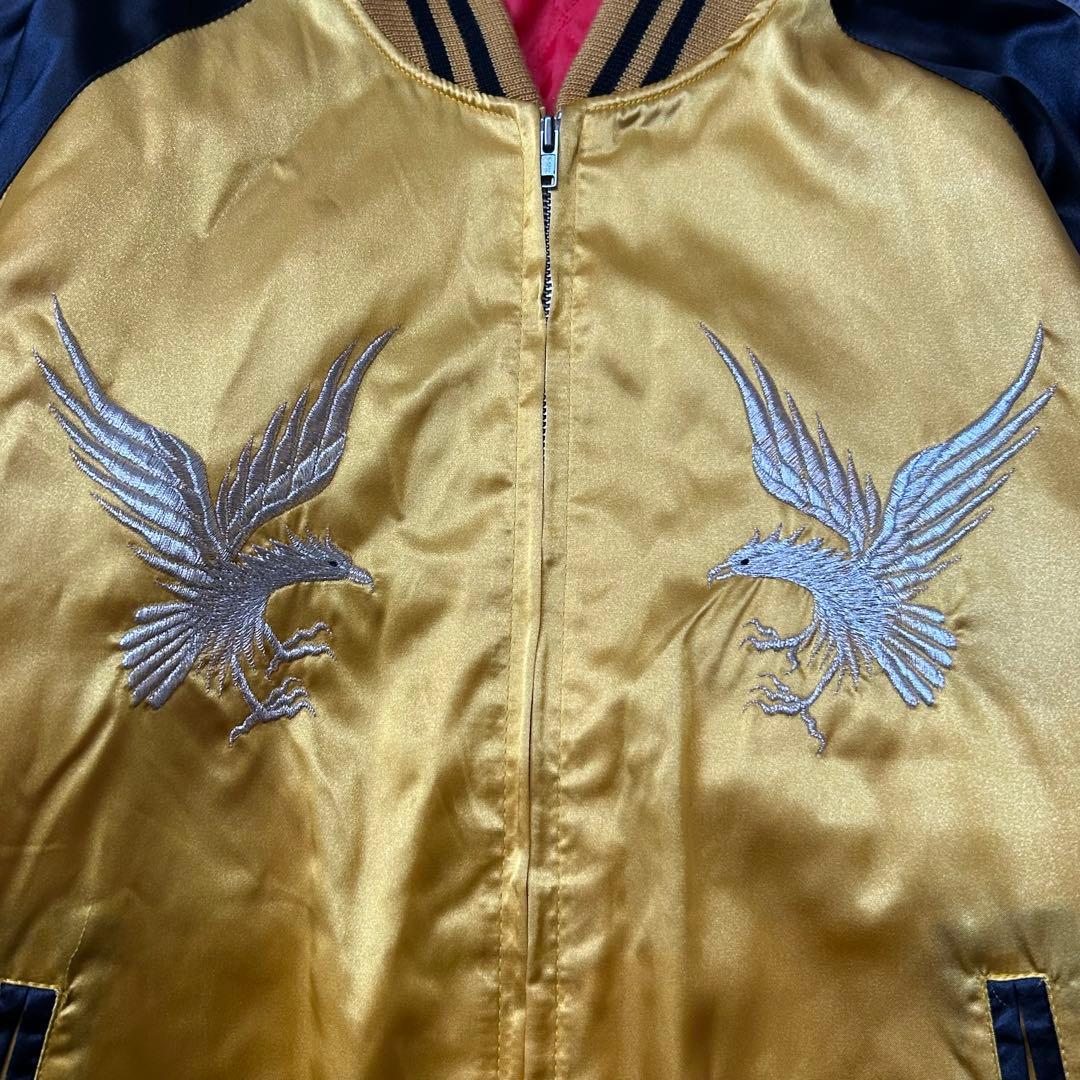 【希少】日本製 90's vintage スカジャン 刺繍 鷹 横須賀ジャンパー