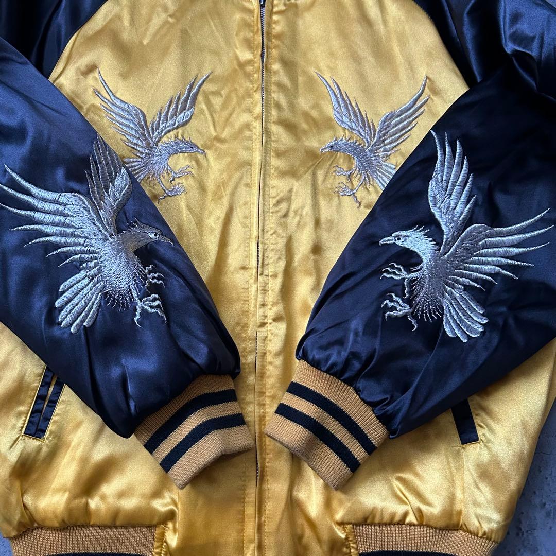 【希少】日本製 90's vintage スカジャン 刺繍 鷹 横須賀ジャンパー