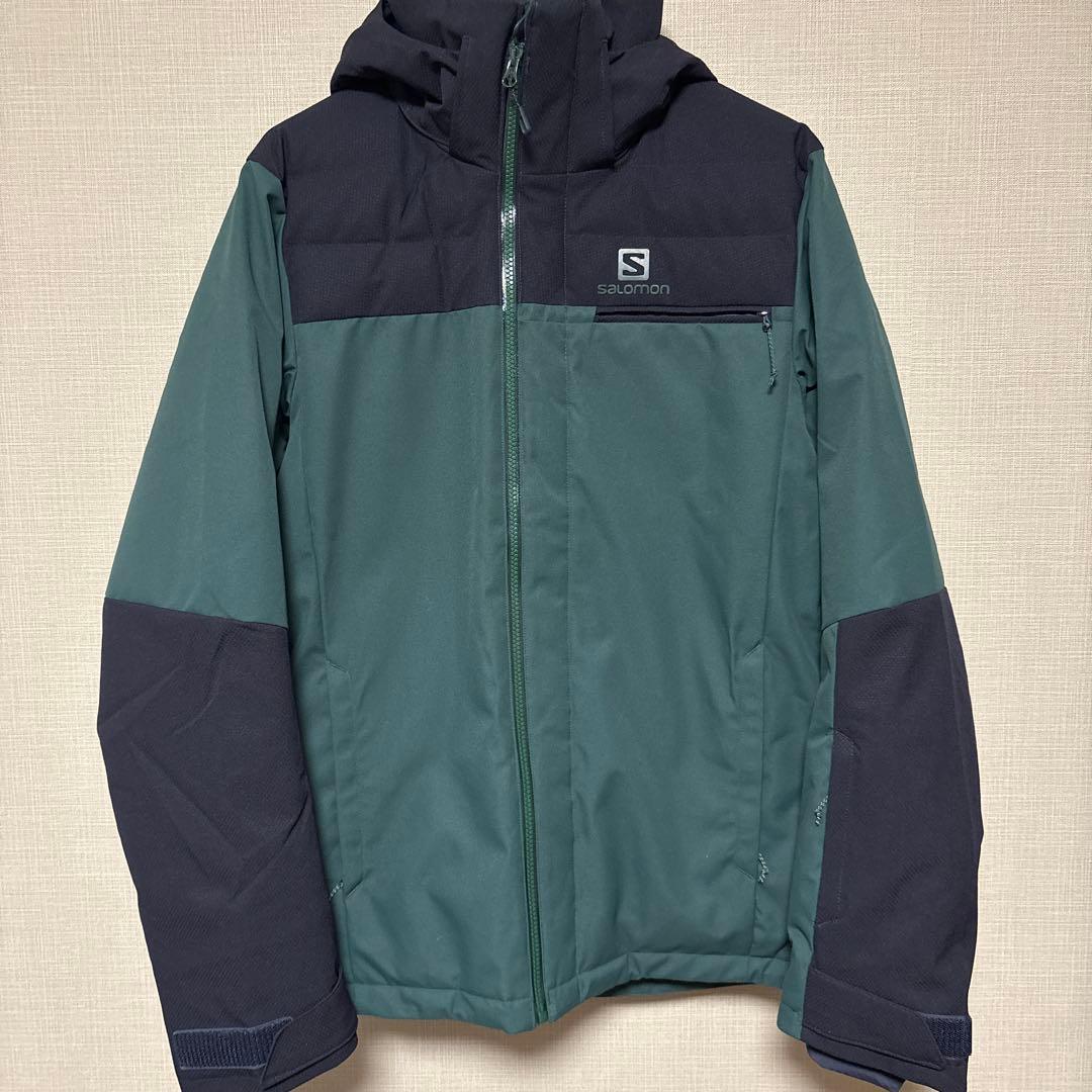最終Salomon スキーウェアフード付きアウター ダークグリーンM