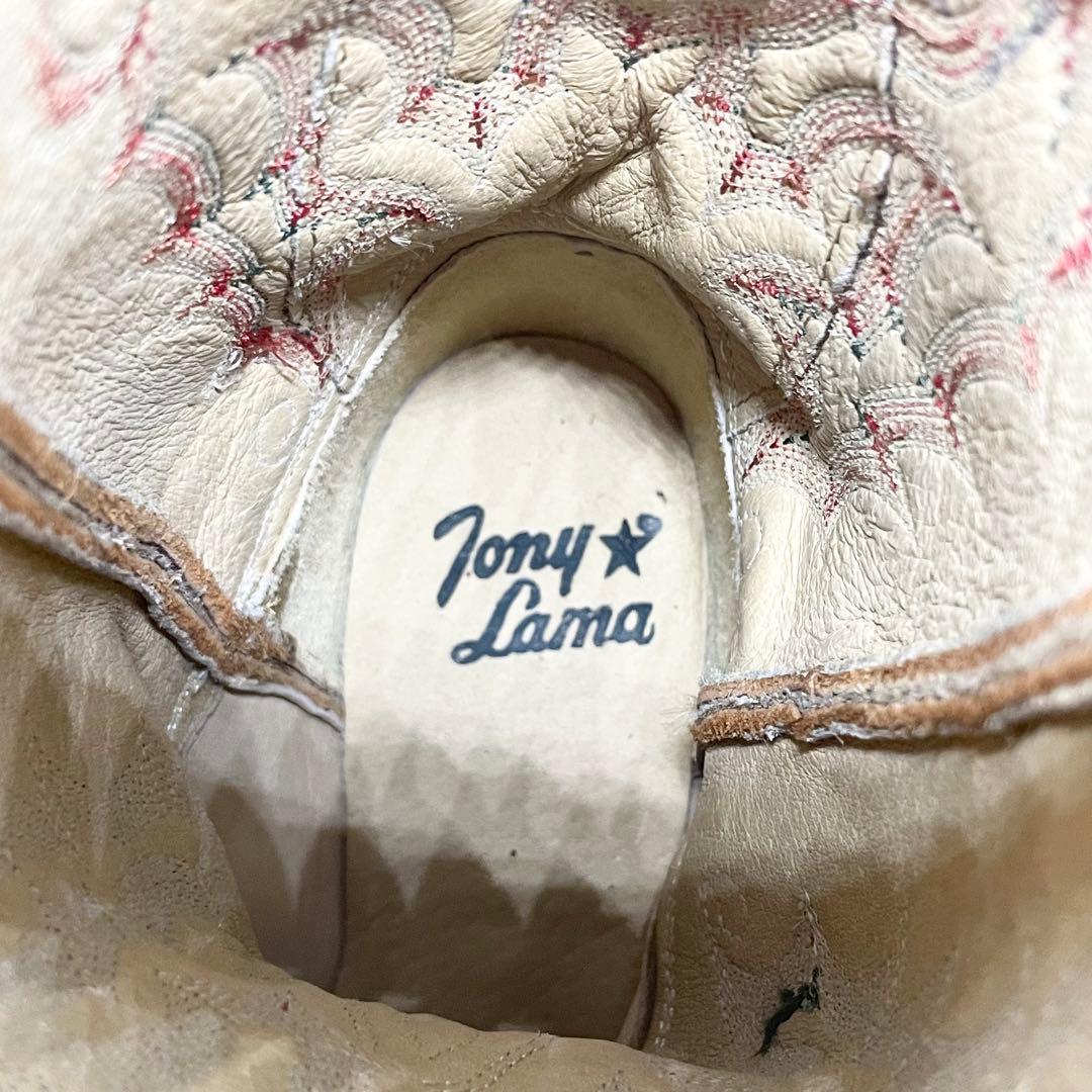 【良品】Tony Lama トニーラマ ウエスタンブーツ 刺繍 レザー ブラウン