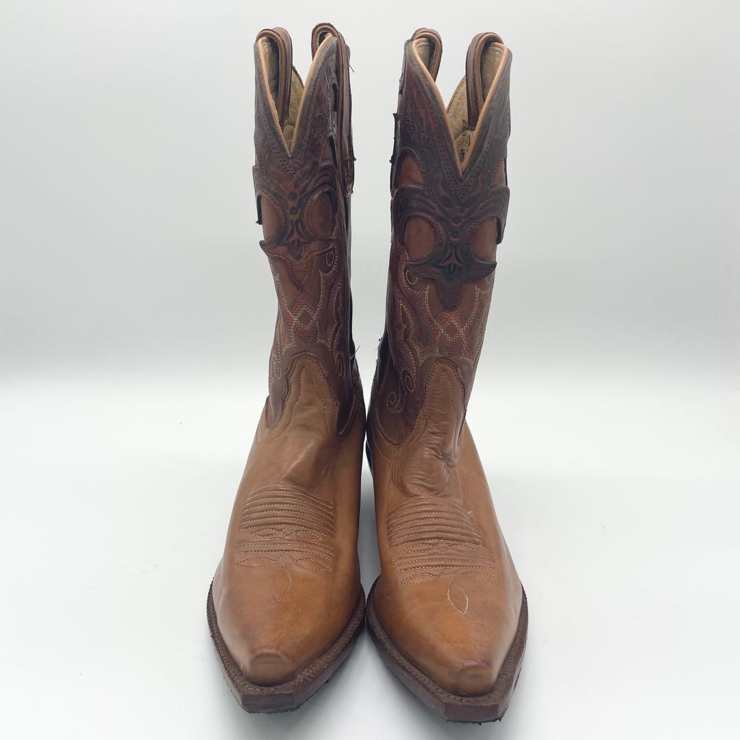 【良品】Tony Lama トニーラマ ウエスタンブーツ 刺繍 レザー ブラウン