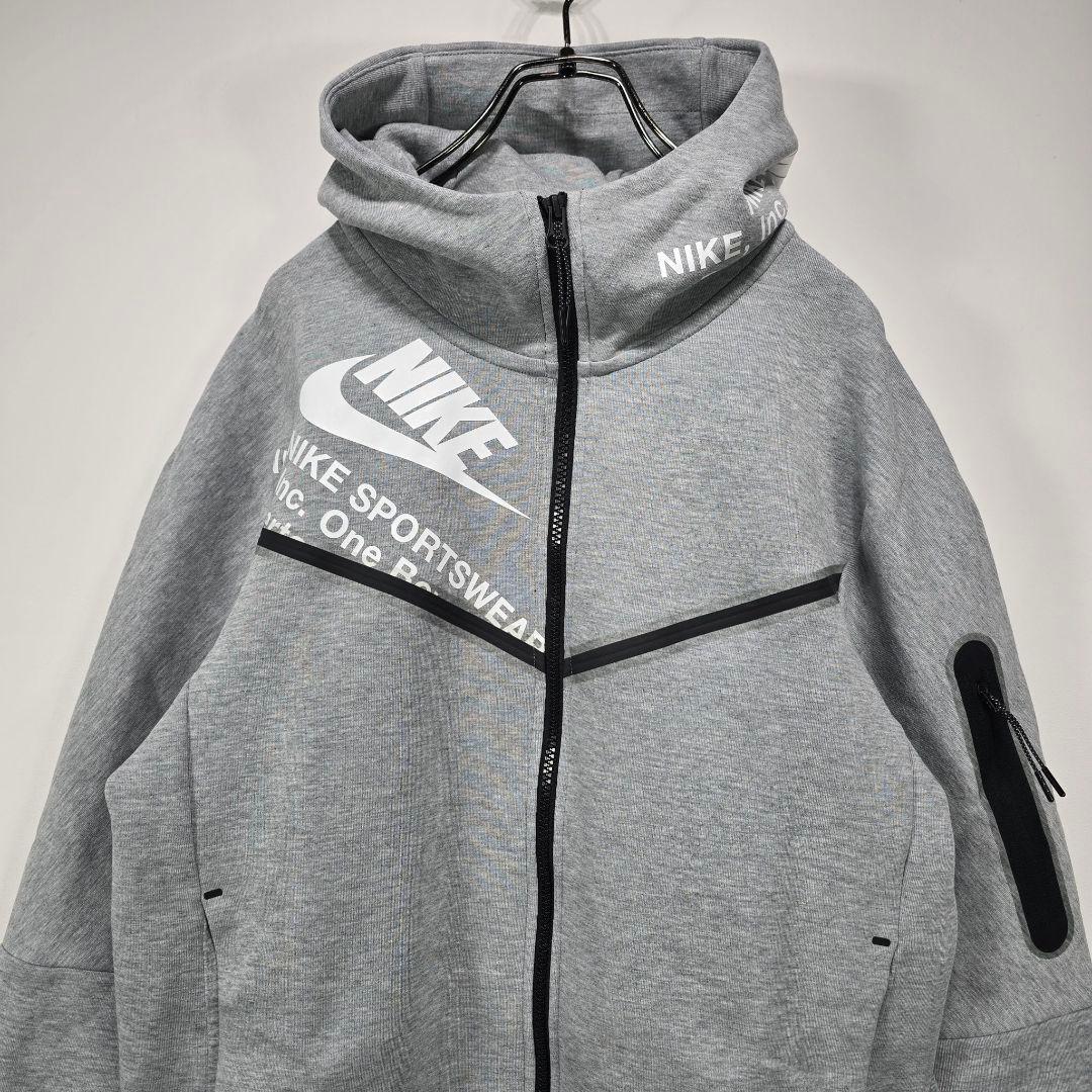 NIKE　テック　フリース　フルジップ　フーディー　パーカー　M　グレー　古着