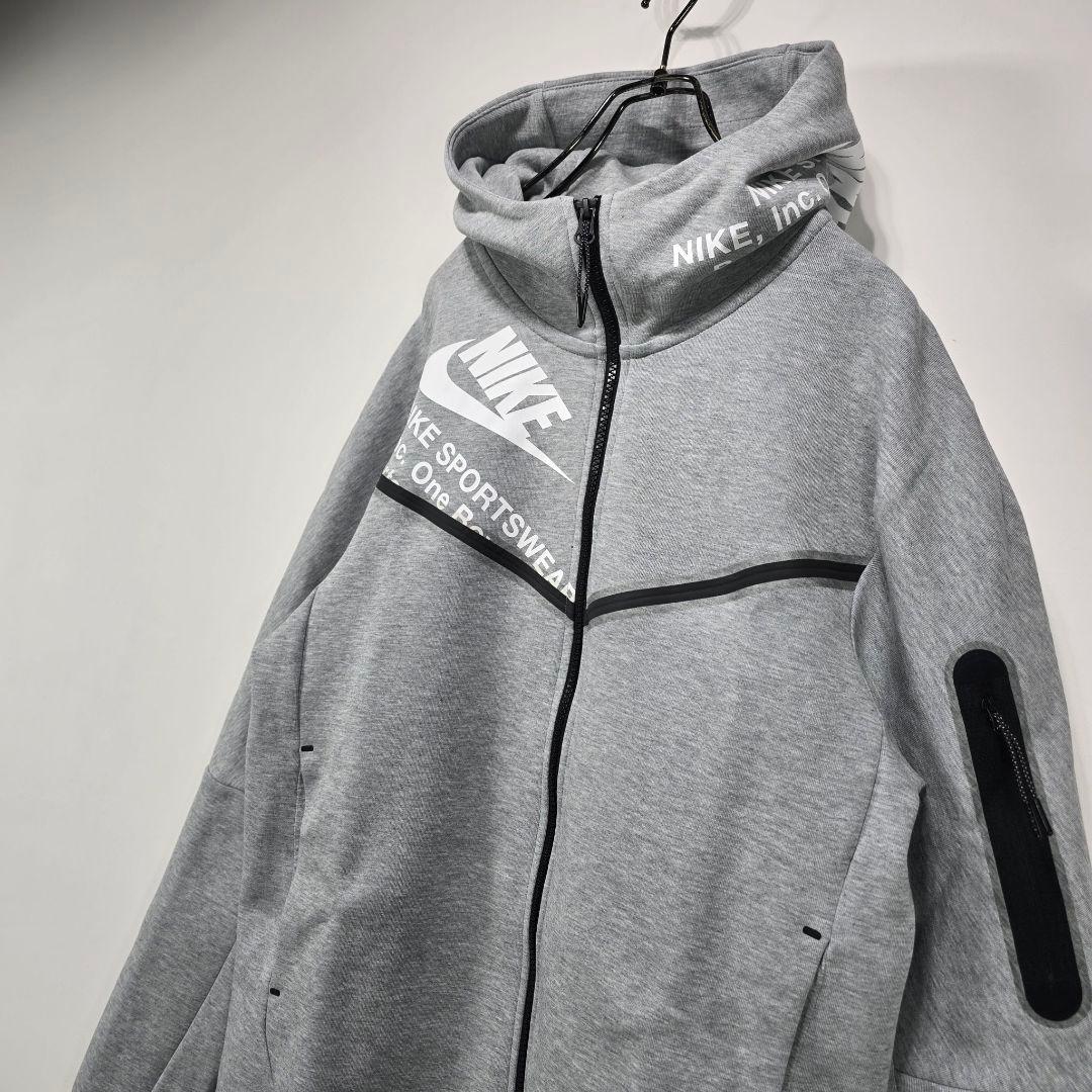 NIKE　テック　フリース　フルジップ　フーディー　パーカー　M　グレー　古着