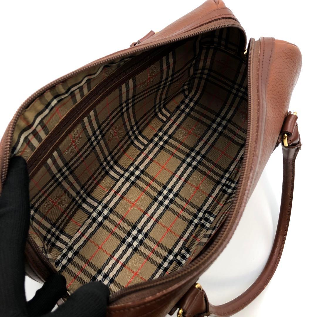 バーバリー ノバチェック ヴィンテージ ミニボストンバッグ ハンドバッグ レザー