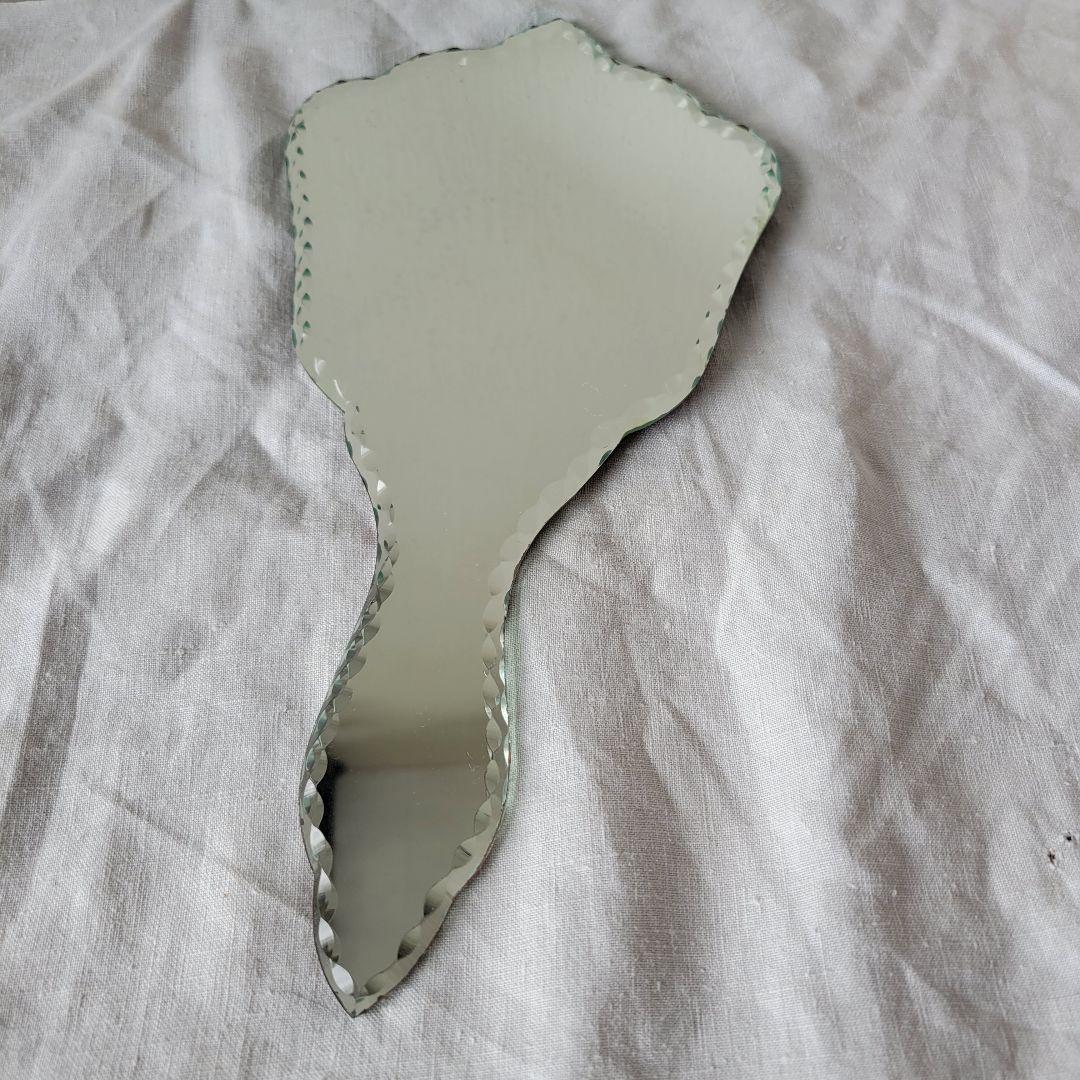 フランス　アンティーク　ハンドミラー　ガラストレイ　A