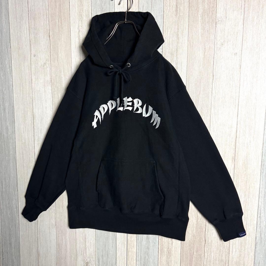 3657【希少デザイン・美品】アップルバム 刺繍アーチロゴ＆バックロゴ パーカー