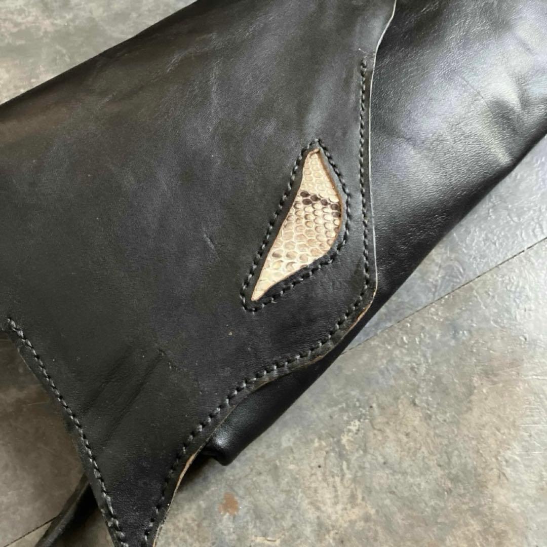 本革☆レザーバッグ　ショルダーバッグ　レザーポシェット　ヌメ革ブラック