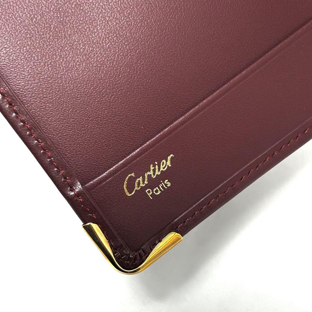 Cartier 長財布 札入れ カーフレザー ボルドー ロゴ マストライン 箱付