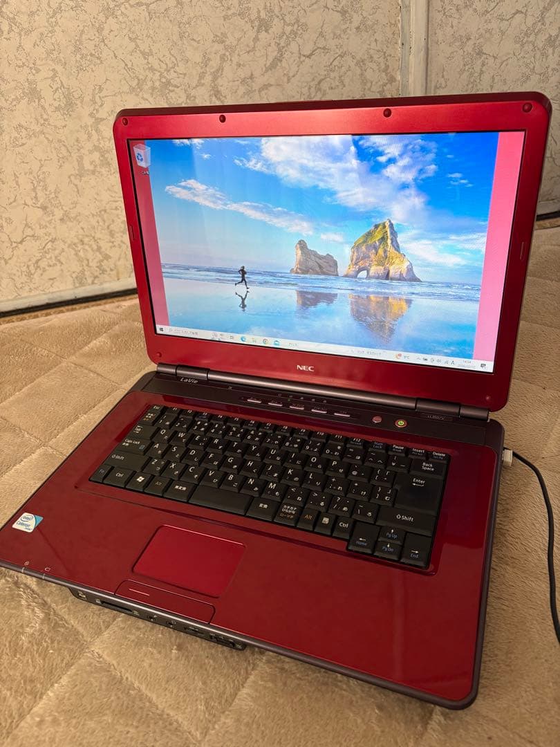 NEC LavieノートPC レッド 電源付 動作品