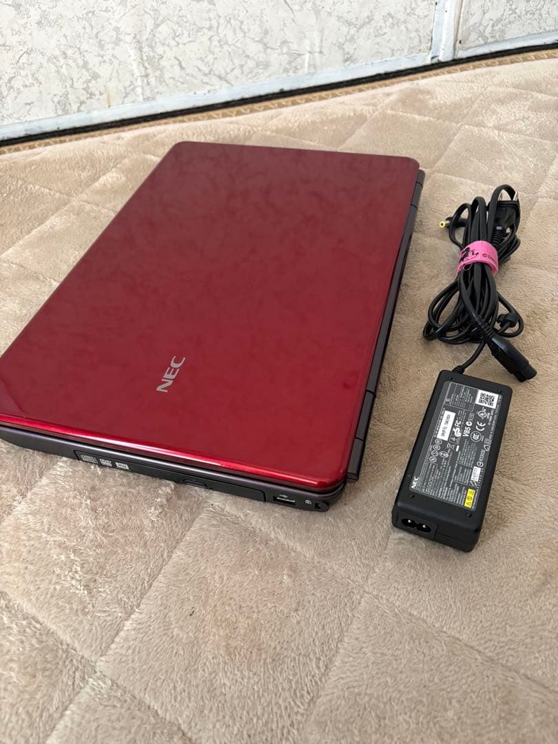 NEC LavieノートPC レッド 電源付 動作品