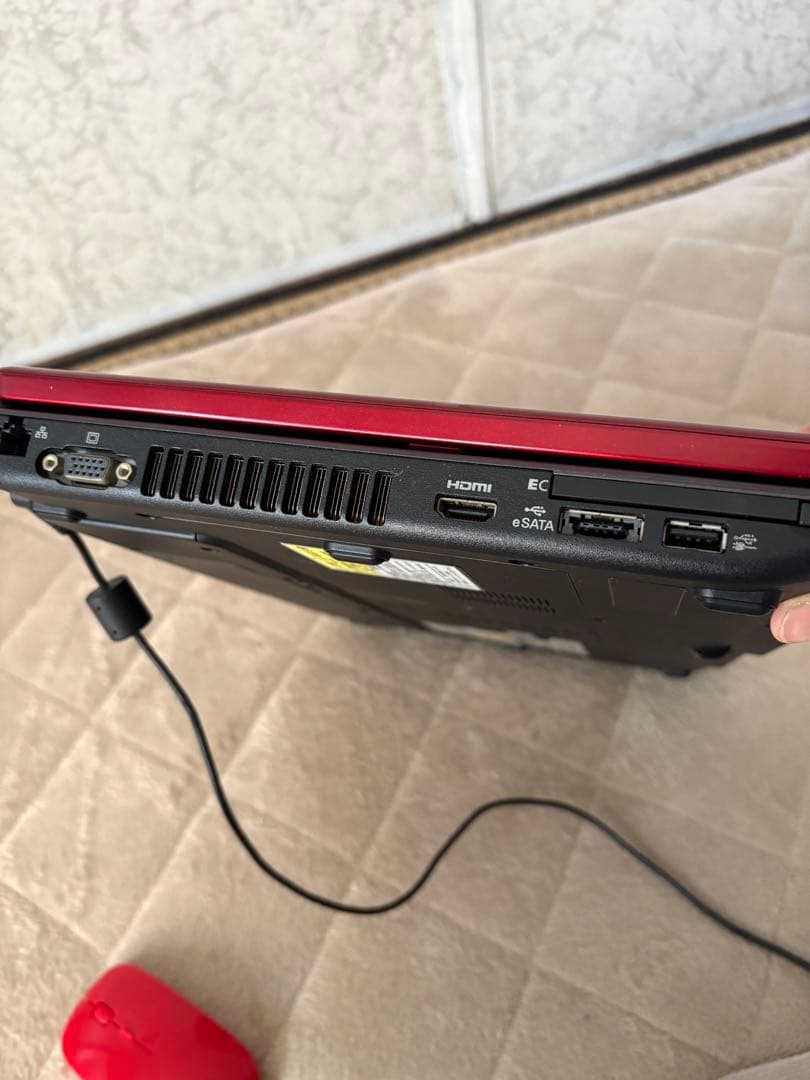 NEC LavieノートPC レッド 電源付 動作品