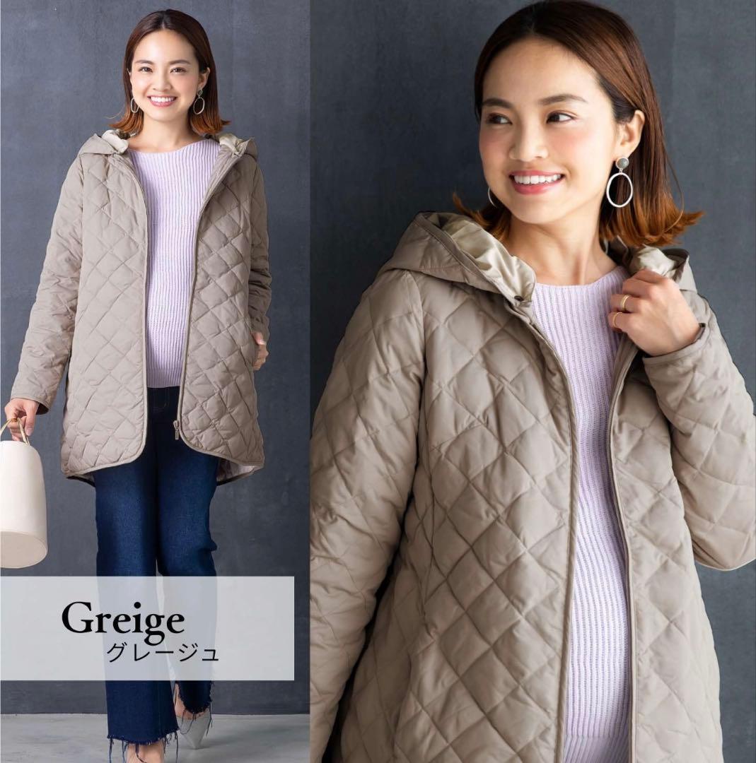 グレージュ　キルティング ママコート3ピースセット（抱っこもおんぶも対応）