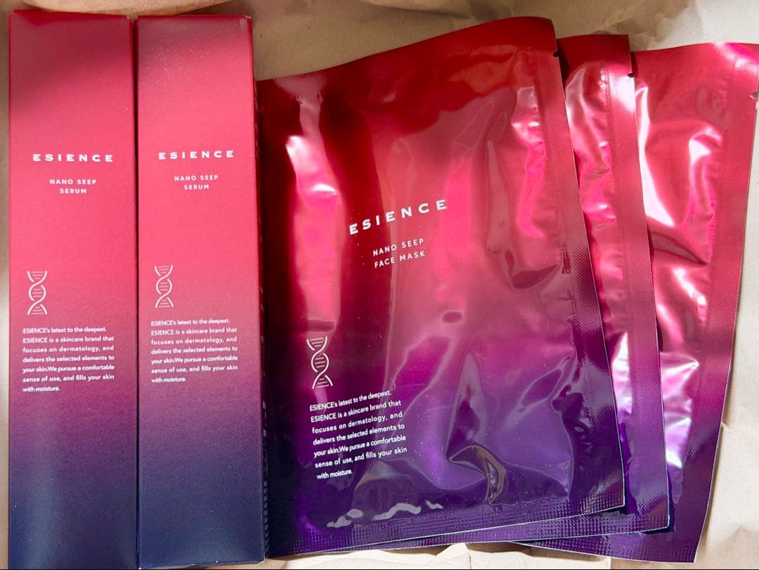 ESIENCEエシエンス ナノシープセラム 導入美容液 2本・フェイスマスク3枚