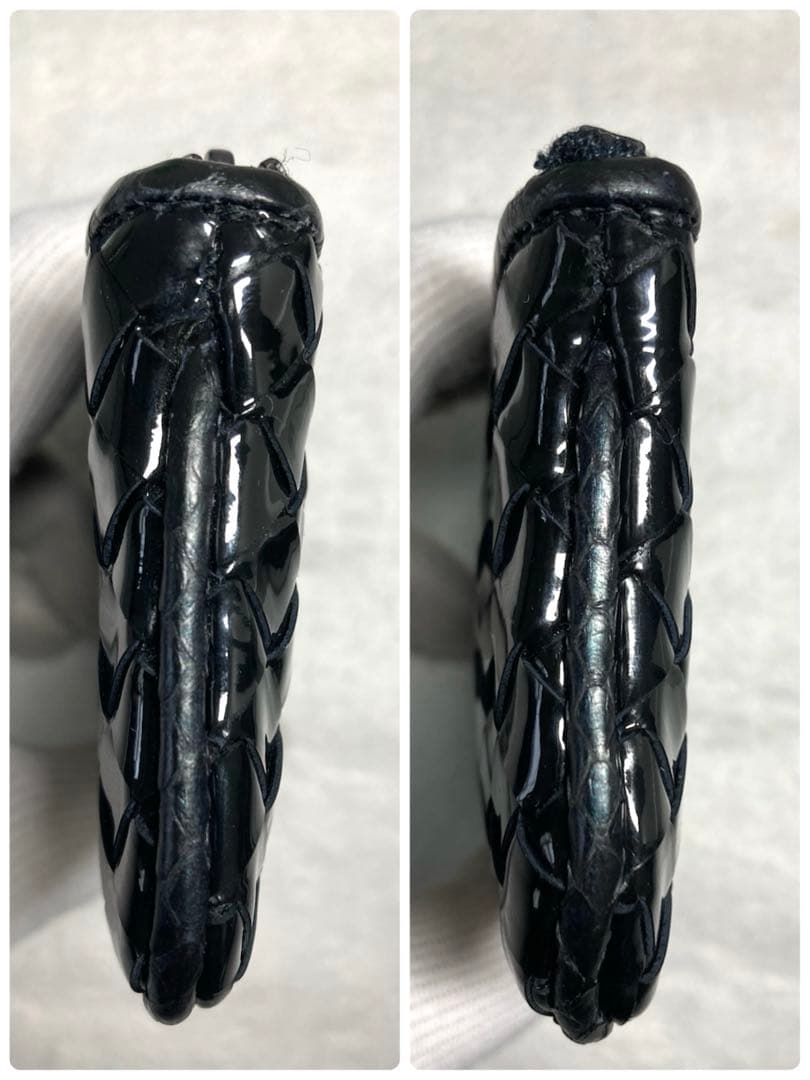 美品 ボッテガヴェネタ イントレチャート パテントレザー パイソン ケース