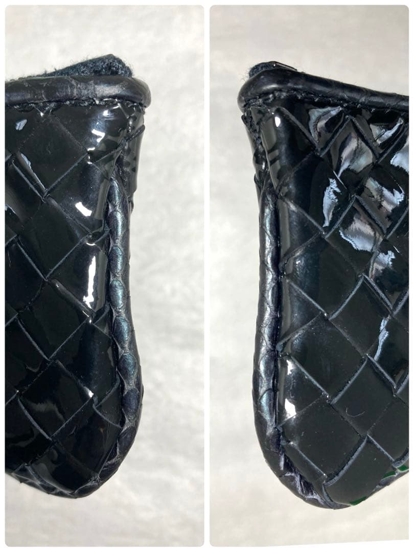 美品 ボッテガヴェネタ イントレチャート パテントレザー パイソン ケース