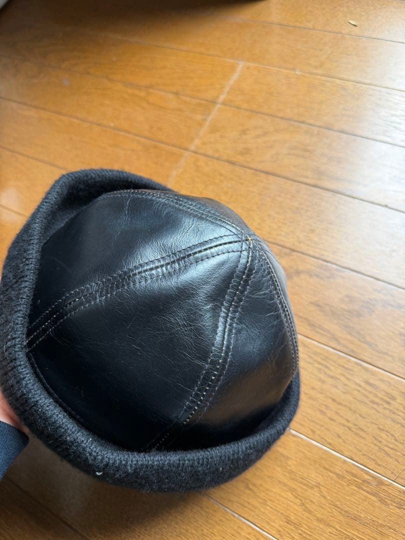 ミスターファットマン レザー フィッシャーマンキャップ ブラック