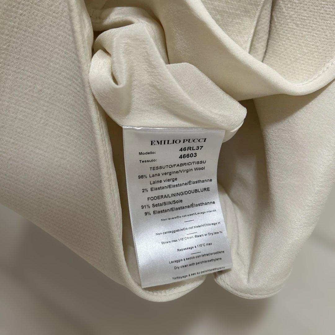 エミリオプッチ　フリルノースリーブひざ丈ワンピース　オフホワイト34 冬Xmas