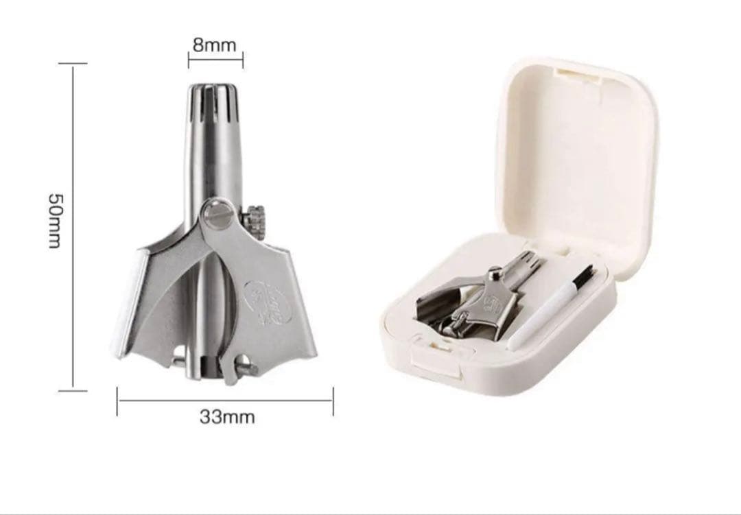 ☆鼻毛カッター☆手動☆鼻毛処理☆鼻毛抜き☆耳毛処理ムダ毛☆ケース付き☆ブラシ付き