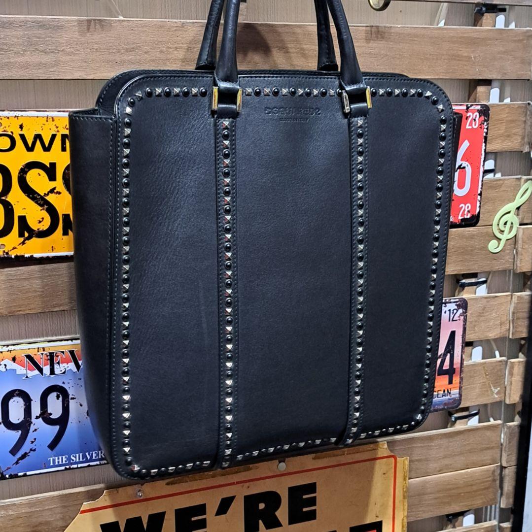 Dsquared2　オニキス　スタッズ　レザーバッグ　トートバッグ　ブラック