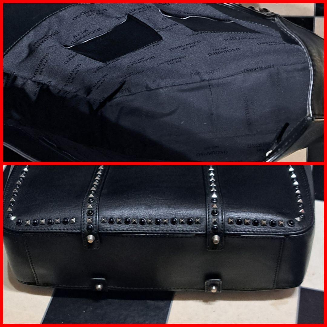 Dsquared2　オニキス　スタッズ　レザーバッグ　トートバッグ　ブラック