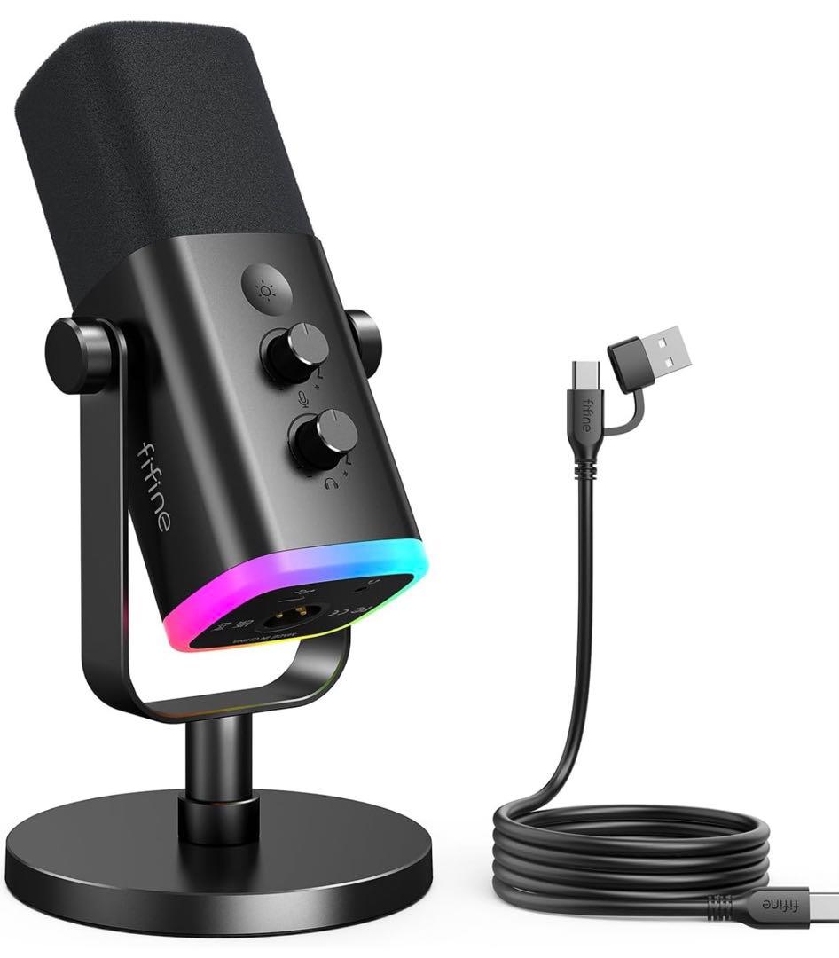 Fifine USBマイク・ゲーミングヘッドセット・オーディオミキサーセット