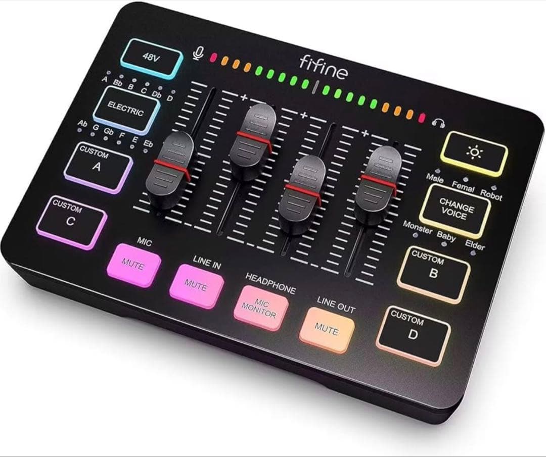 Fifine USBマイク・ゲーミングヘッドセット・オーディオミキサーセット
