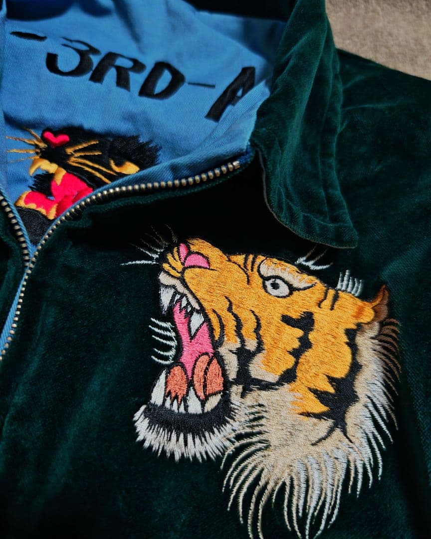 美品 未使用近 テーラー東洋 ２面用 虎龍鷲 別珍 スカジャン vintage