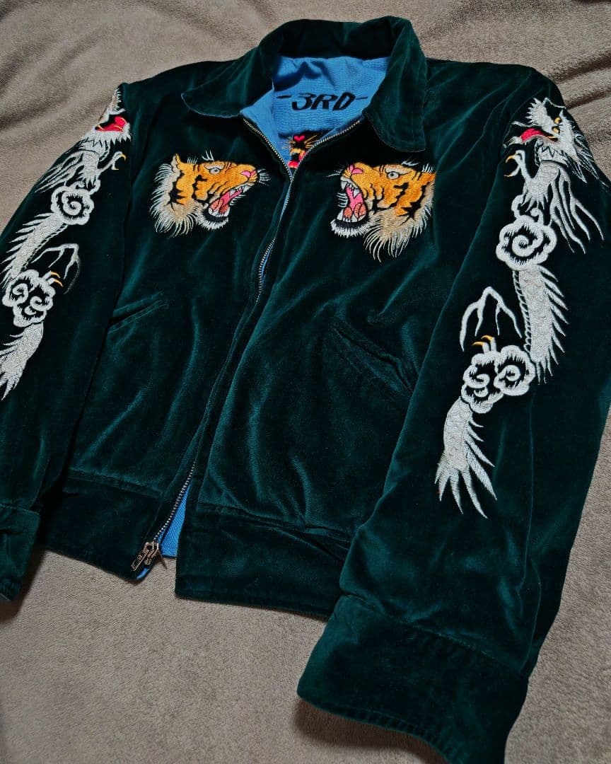 美品 未使用近 テーラー東洋 ２面用 虎龍鷲 別珍 スカジャン vintage