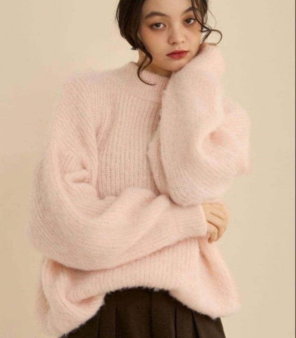 OLUN ハイネックモヘアライクニット