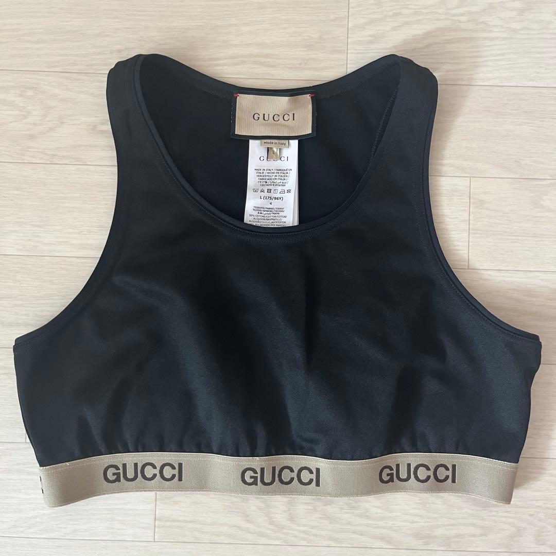 美品 GUCCI ×ノースフェイス スリーブレストップ Lサイズ レディース 黒