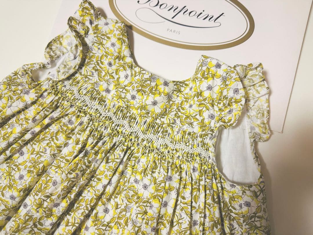 bonpoint ボンポワン⭐︎花柄ワンピース⭐︎イエロー　3A コットン　リバティ