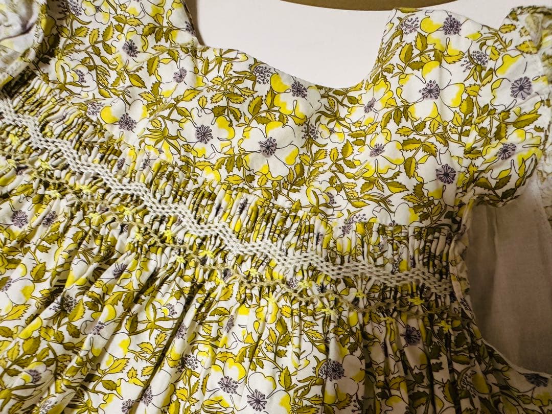 bonpoint ボンポワン⭐︎花柄ワンピース⭐︎イエロー　3A コットン　リバティ