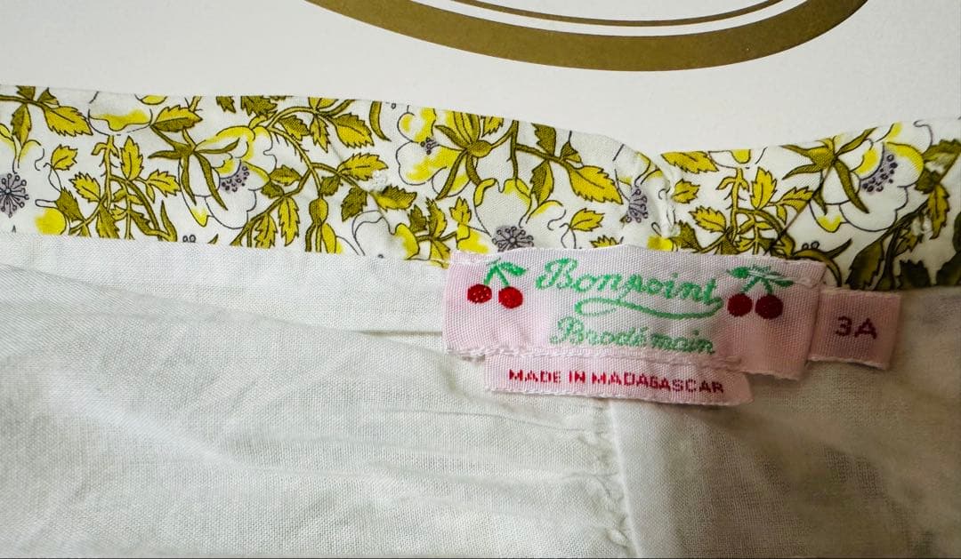 bonpoint ボンポワン⭐︎花柄ワンピース⭐︎イエロー　3A コットン　リバティ