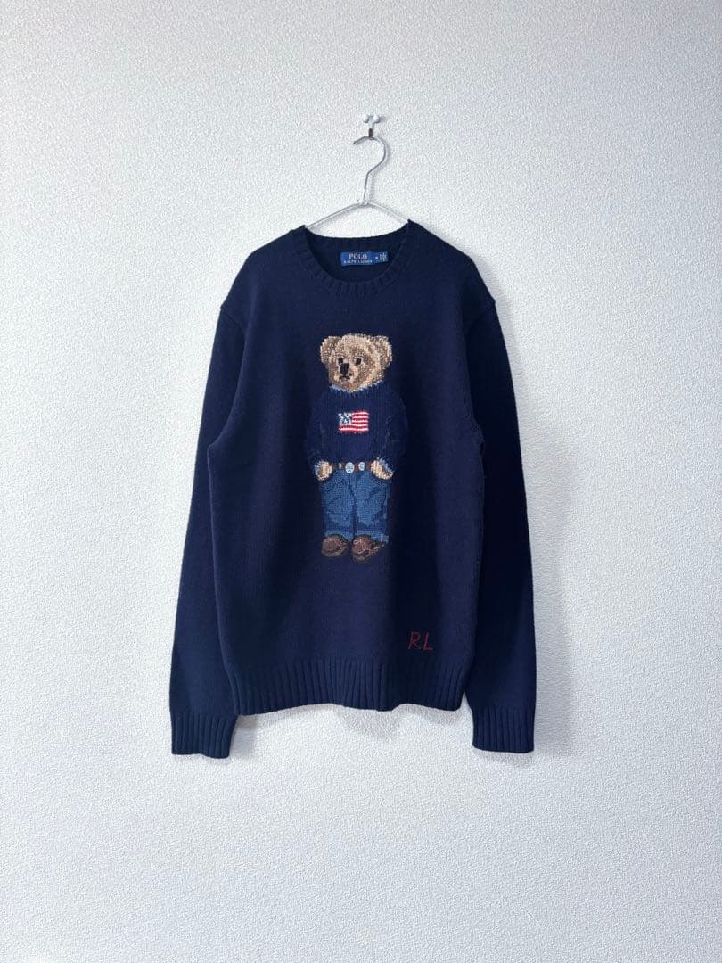 ラルフローレン　ポロベア　ウール　ニット　星条旗　M