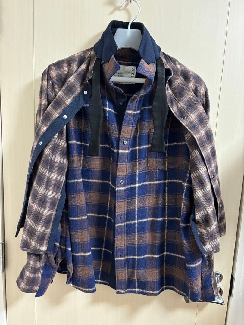 sacai 20ss ドッキング レイヤード チェック ネルシャツ 綾野剛