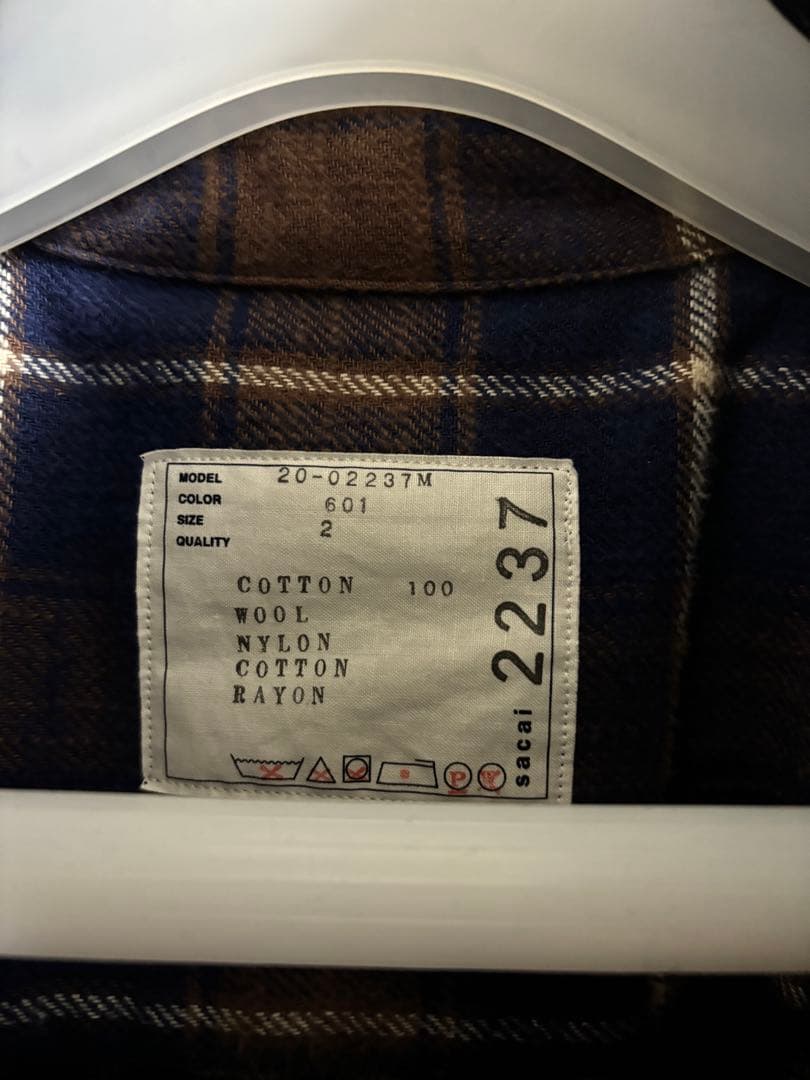 sacai 20ss ドッキング レイヤード チェック ネルシャツ 綾野剛