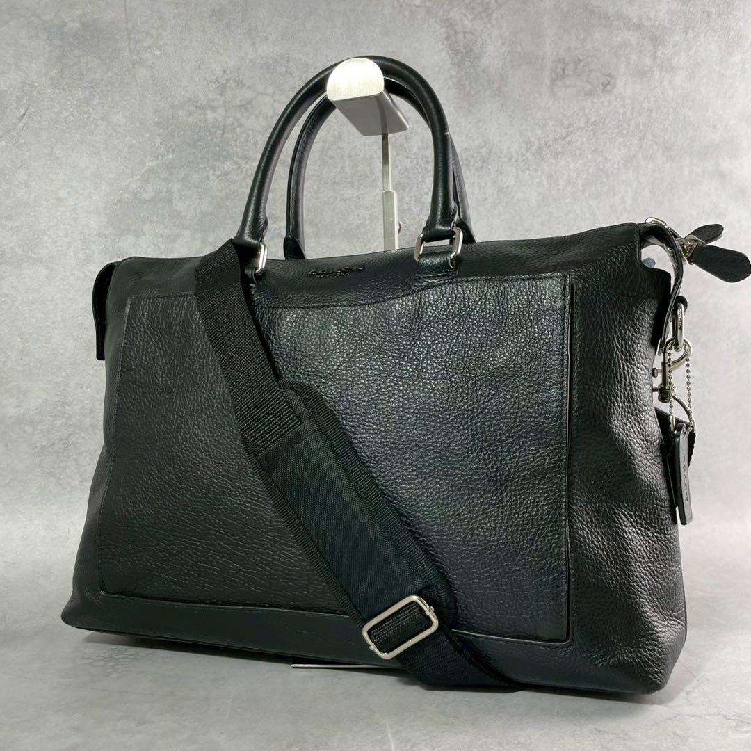 COACH 2WAY ブラック　黒いレザー ビジネスバッグ