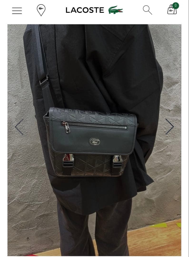 [未使用]ラコステ モノグラム メッセンジャー ショルダーバッグ ブラック