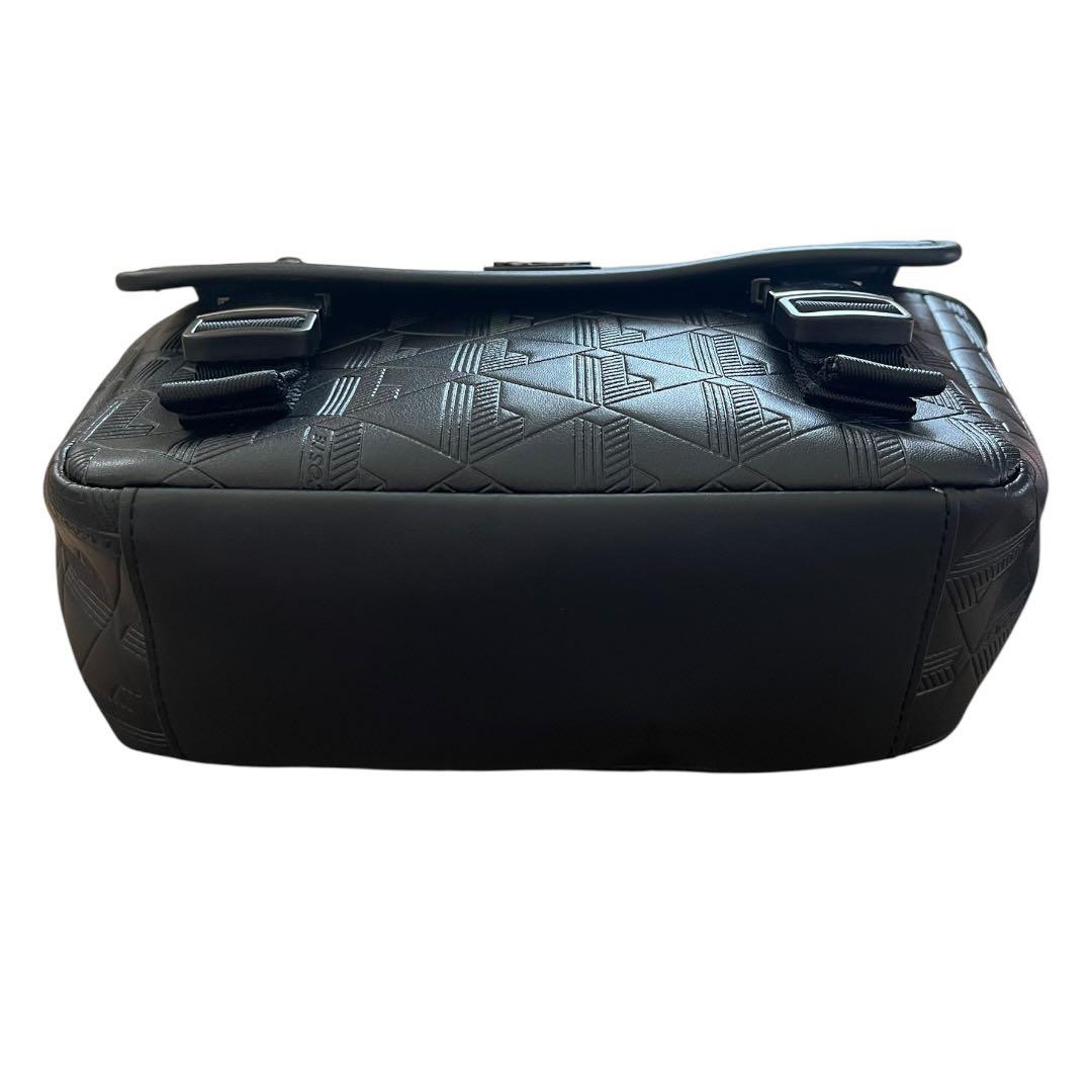 [未使用]ラコステ モノグラム メッセンジャー ショルダーバッグ ブラック