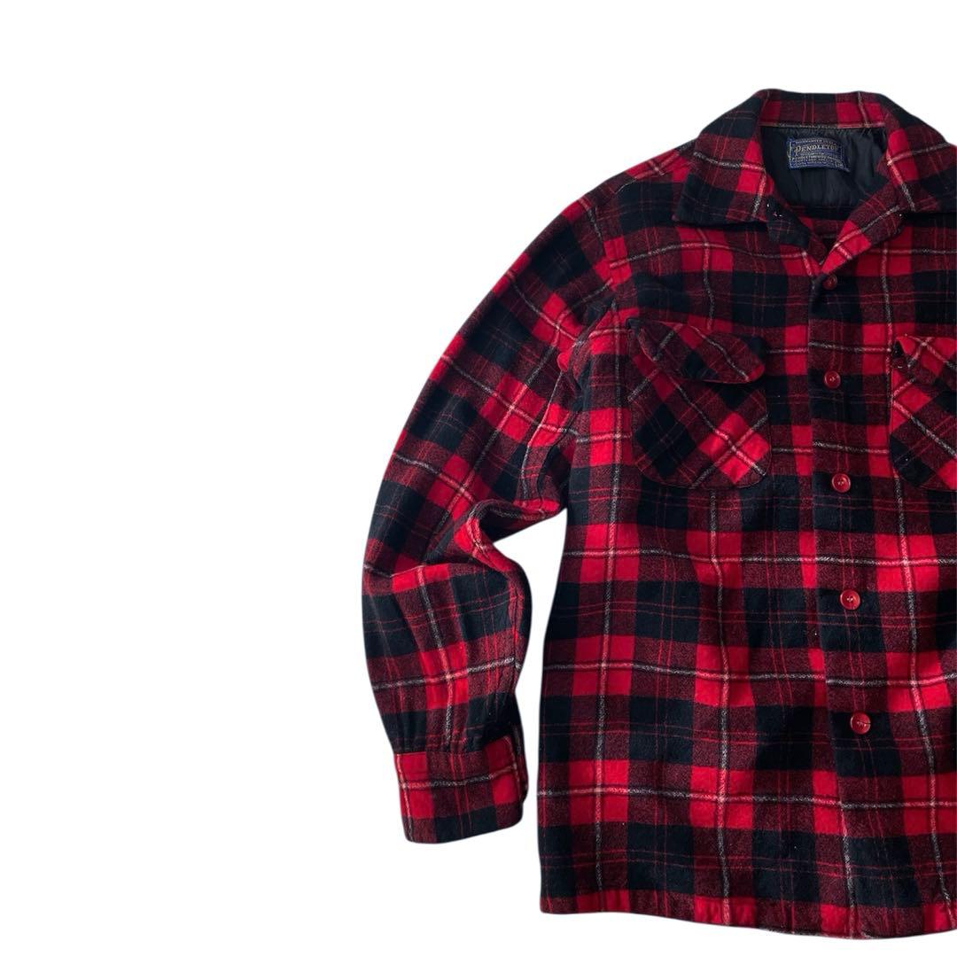 50s PENDLETON ボードシャツ 赤×黒チェック USA製 ヴィンテージ