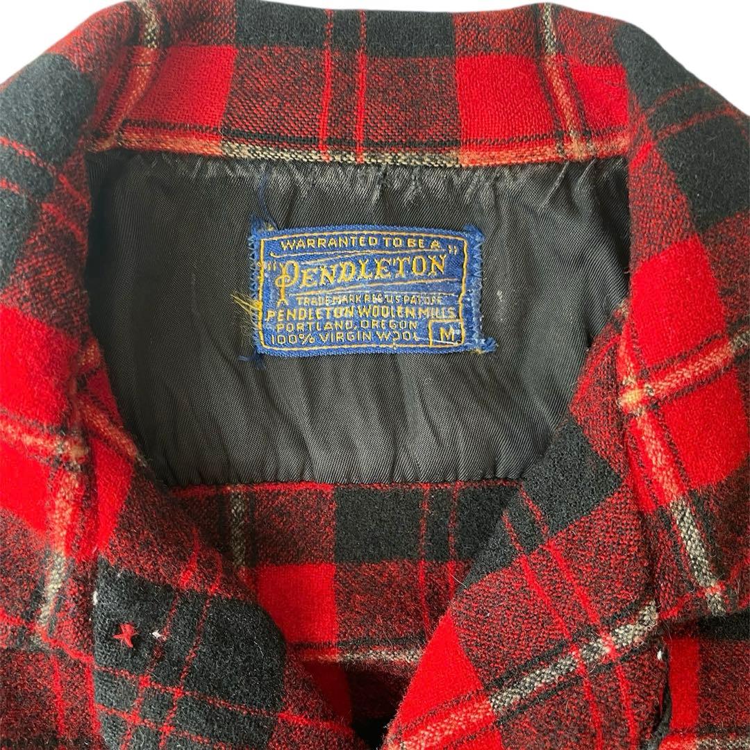 50s PENDLETON ボードシャツ 赤×黒チェック USA製 ヴィンテージ