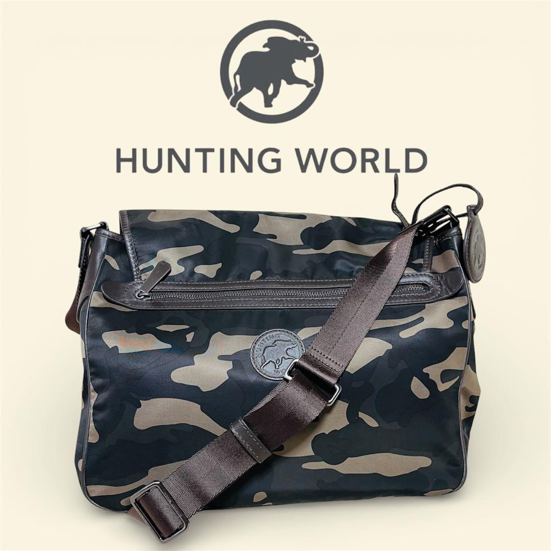 美品HUNTING WORLD ハンティングワールドショルダーバッグ　カモフラ