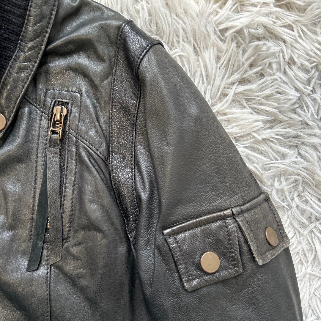 AVIREX ラムレザージャケット ライダース ブラック Sサイズ