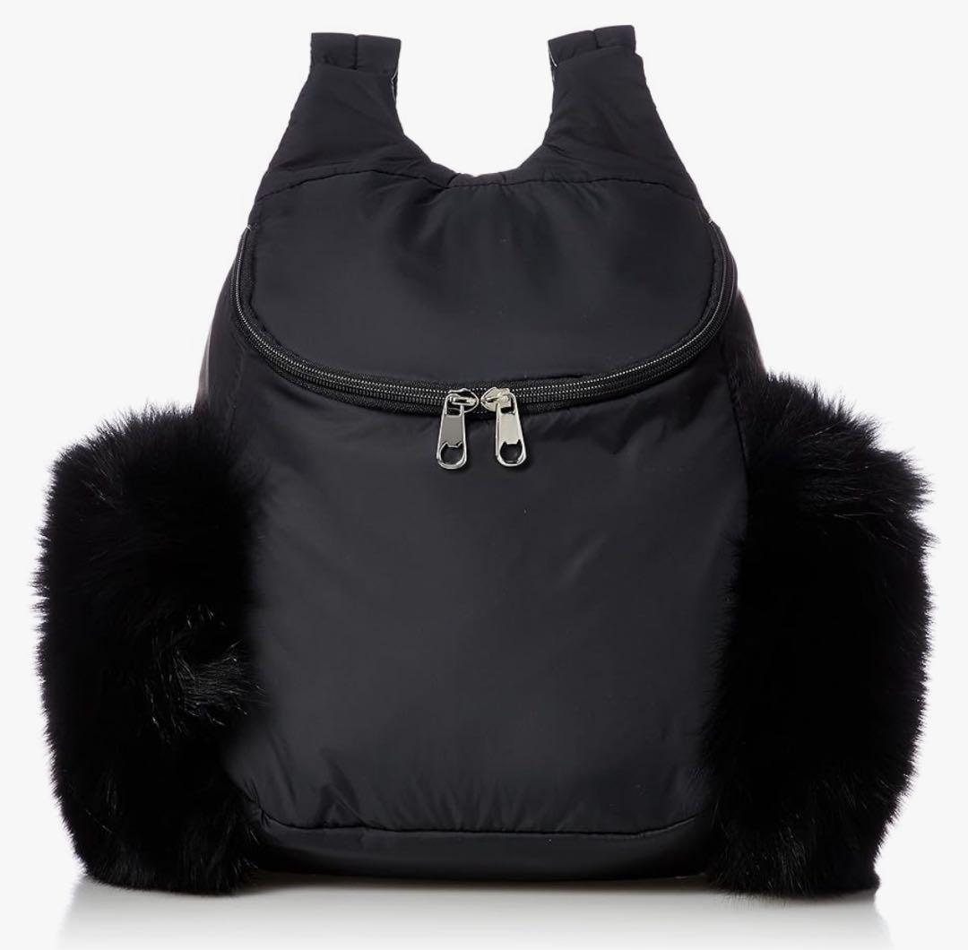ツモリチサト ナイロンファー付きリュック ブラック