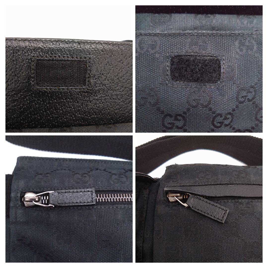 GUCCI 2WAY ウエストバッグ ボディバッグ GG柄 キャンバス ブラック