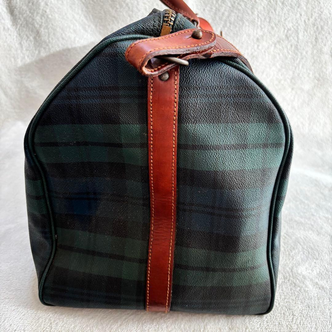 ポロラルフローレン ボストンバッグ 2WAY PVCレザー ブラックウォッチ 緑