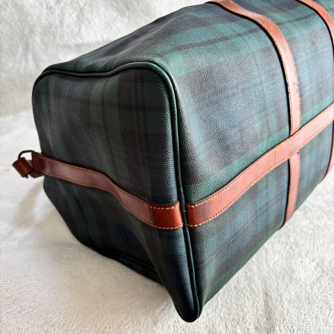 ポロラルフローレン ボストンバッグ 2WAY PVCレザー ブラックウォッチ 緑