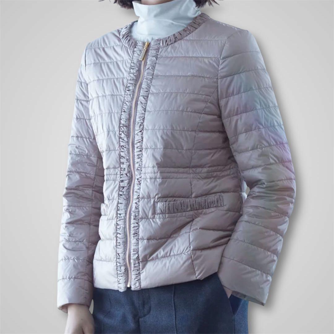 【自由区】ブライトダウン 洗濯可能 インナーダウン ノーカラー グレー 36